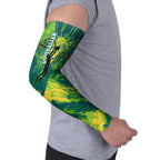 Australian Boomers Basketball Arm Sleeves Shattered Glass Effect With Flaming Ball And Grunge Brushstrokes