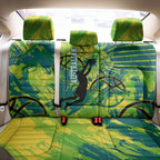 Australian Boomers Basketball Back Car Seat Cover Shattered Glass Effect With Flaming Ball And Grunge Brushstrokes