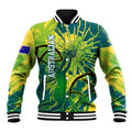 Australian Boomers Basketball Baseball Jacket Shattered Glass Effect With Flaming Ball And Grunge Brushstrokes