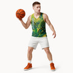 Australian Boomers Basketball Basketball Jersey Shattered Glass Effect With Flaming Ball And Grunge Brushstrokes