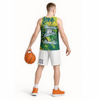 Australian Boomers Basketball Basketball Jersey Shattered Glass Effect With Flaming Ball And Grunge Brushstrokes