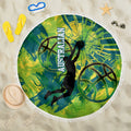 Australian Boomers Basketball Beach Blanket Shattered Glass Effect With Flaming Ball And Grunge Brushstrokes