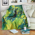 Australian Boomers Basketball Blanket Shattered Glass Effect With Flaming Ball And Grunge Brushstrokes