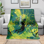 Australian Boomers Basketball Blanket Shattered Glass Effect With Flaming Ball And Grunge Brushstrokes