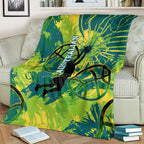 Australian Boomers Basketball Blanket Shattered Glass Effect With Flaming Ball And Grunge Brushstrokes