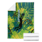 Australian Boomers Basketball Blanket Shattered Glass Effect With Flaming Ball And Grunge Brushstrokes