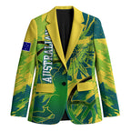 Australian Boomers Basketball Blazer Shattered Glass Effect With Flaming Ball And Grunge Brushstrokes
