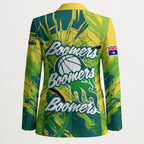 Australian Boomers Basketball Blazer Shattered Glass Effect With Flaming Ball And Grunge Brushstrokes
