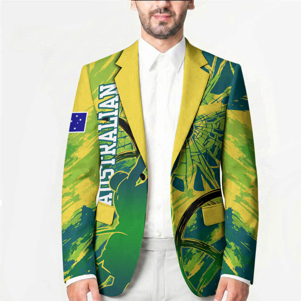 Australian Boomers Basketball Blazer Shattered Glass Effect With Flaming Ball And Grunge Brushstrokes