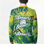 Australian Boomers Basketball Blazer Shattered Glass Effect With Flaming Ball And Grunge Brushstrokes