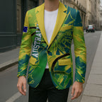 Australian Boomers Basketball Blazer Shattered Glass Effect With Flaming Ball And Grunge Brushstrokes