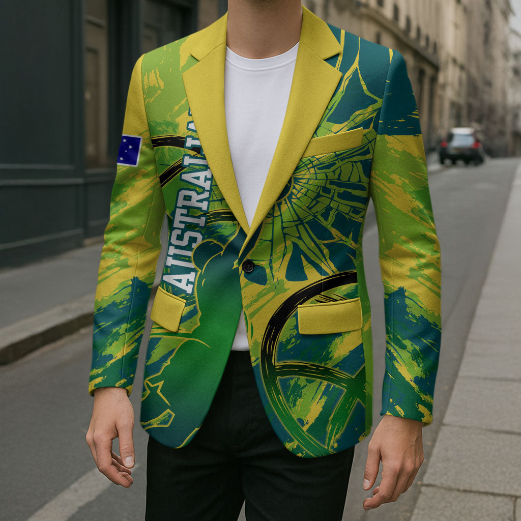 Australian Boomers Basketball Blazer Shattered Glass Effect With Flaming Ball And Grunge Brushstrokes