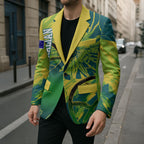 Australian Boomers Basketball Blazer Shattered Glass Effect With Flaming Ball And Grunge Brushstrokes