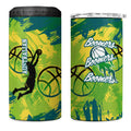 Australian Boomers Basketball 4 in 1 Can Cooler Tumbler Shattered Glass Effect With Flaming Ball And Grunge Brushstrokes