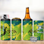 Australian Boomers Basketball 4 in 1 Can Cooler Tumbler Shattered Glass Effect With Flaming Ball And Grunge Brushstrokes