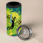Australian Boomers Basketball 4 in 1 Can Cooler Tumbler Shattered Glass Effect With Flaming Ball And Grunge Brushstrokes