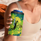 Australian Boomers Basketball 4 in 1 Can Cooler Tumbler Shattered Glass Effect With Flaming Ball And Grunge Brushstrokes