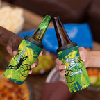 Australian Boomers Basketball 4 in 1 Can Cooler Tumbler Shattered Glass Effect With Flaming Ball And Grunge Brushstrokes