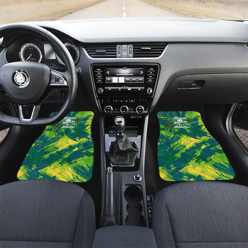 Australian Boomers Basketball Car Mats Shattered Glass Effect With Flaming Ball And Grunge Brushstrokes