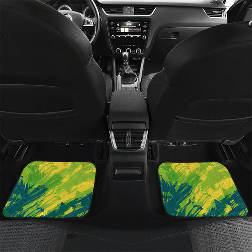 Australian Boomers Basketball Car Mats Shattered Glass Effect With Flaming Ball And Grunge Brushstrokes