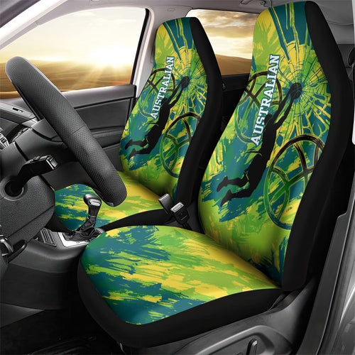 Australian Boomers Basketball Car Seat Cover Shattered Glass Effect With Flaming Ball And Grunge Brushstrokes