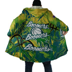 Australian Boomers Basketball Cloak Shattered Glass Effect With Flaming Ball And Grunge Brushstrokes