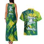 Australian Boomers Basketball Couples Matching Tank Maxi Dress and Hawaiian Shirt Shattered Glass Effect With Flaming Ball And Grunge Brushstrokes