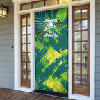 Australian Boomers Basketball Door Cover Shattered Glass Effect With Flaming Ball And Grunge Brushstrokes