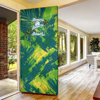 Australian Boomers Basketball Door Cover Shattered Glass Effect With Flaming Ball And Grunge Brushstrokes