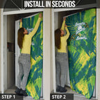 Australian Boomers Basketball Door Cover Shattered Glass Effect With Flaming Ball And Grunge Brushstrokes