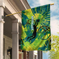 Australian Boomers Basketball Garden Flag Shattered Glass Effect With Flaming Ball And Grunge Brushstrokes