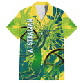 Australian Boomers Basketball Hawaiian Shirt Shattered Glass Effect With Flaming Ball And Grunge Brushstrokes