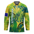 Australian Boomers Basketball Hockey Jersey Shattered Glass Effect With Flaming Ball And Grunge Brushstrokes