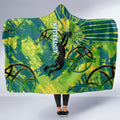 Australian Boomers Basketball Hooded Blanket Shattered Glass Effect With Flaming Ball And Grunge Brushstrokes