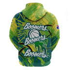 Australian Boomers Basketball Hoodie Shattered Glass Effect With Flaming Ball And Grunge Brushstrokes