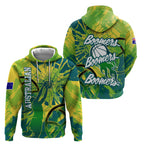 Australian Boomers Basketball Hoodie Shattered Glass Effect With Flaming Ball And Grunge Brushstrokes