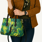 Australian Boomers Basketball Leather Bag Shattered Glass Effect With Flaming Ball And Grunge Brushstrokes