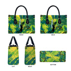 Australian Boomers Basketball Leather Bag Shattered Glass Effect With Flaming Ball And Grunge Brushstrokes
