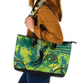 Australian Boomers Basketball Leather Tote Bag Shattered Glass Effect With Flaming Ball And Grunge Brushstrokes