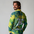 Australian Boomers Basketball Long Sleeve Polo Shirt Shattered Glass Effect With Flaming Ball And Grunge Brushstrokes