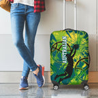 Australian Boomers Basketball Luggage Cover Shattered Glass Effect With Flaming Ball And Grunge Brushstrokes