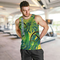 Australian Boomers Basketball Men Tank Top Shattered Glass Effect With Flaming Ball And Grunge Brushstrokes