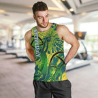 Australian Boomers Basketball Men Tank Top Shattered Glass Effect With Flaming Ball And Grunge Brushstrokes