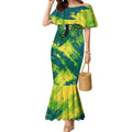 Australian Boomers Basketball Mermaid Dress Shattered Glass Effect With Flaming Ball And Grunge Brushstrokes