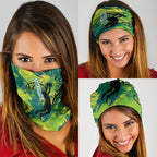 Australian Boomers Basketball Neck Gaiter Shattered Glass Effect With Flaming Ball And Grunge Brushstrokes