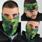 Australian Boomers Basketball Neck Gaiter Shattered Glass Effect With Flaming Ball And Grunge Brushstrokes