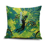 Australian Boomers Basketball Pillow Cover Shattered Glass Effect With Flaming Ball And Grunge Brushstrokes
