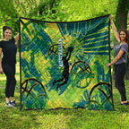 Australian Boomers Basketball Quilt Shattered Glass Effect With Flaming Ball And Grunge Brushstrokes