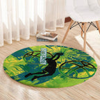 Australian Boomers Basketball Round Carpet Shattered Glass Effect With Flaming Ball And Grunge Brushstrokes