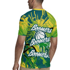 Australian Boomers Basketball Rugby Jersey Shattered Glass Effect With Flaming Ball And Grunge Brushstrokes